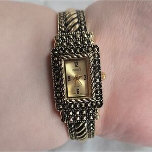Chico's Elegant Gold and Black Women's Bracelet Watch